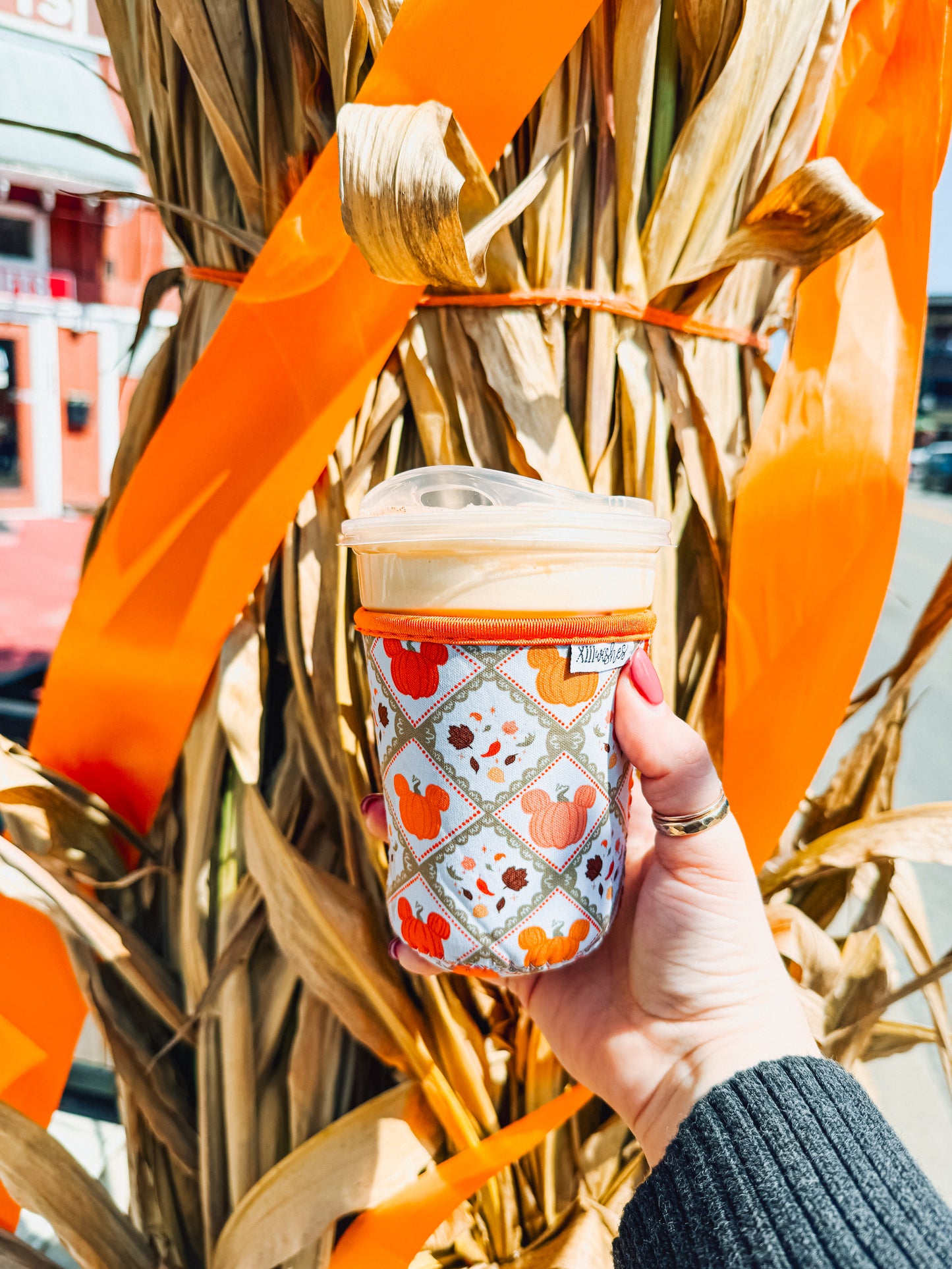 blustery fall day cup sleeve