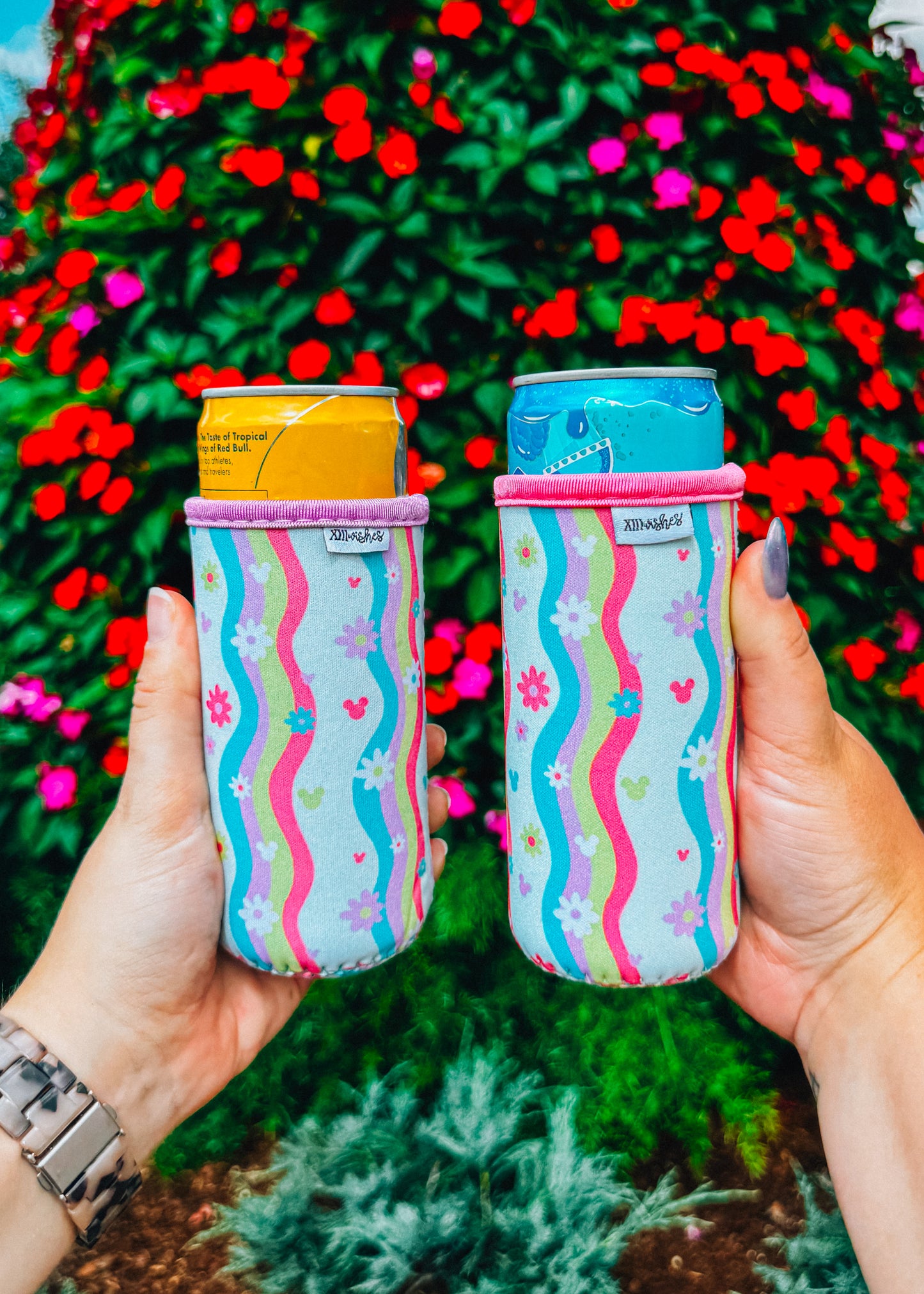 flower power slim can sleeve