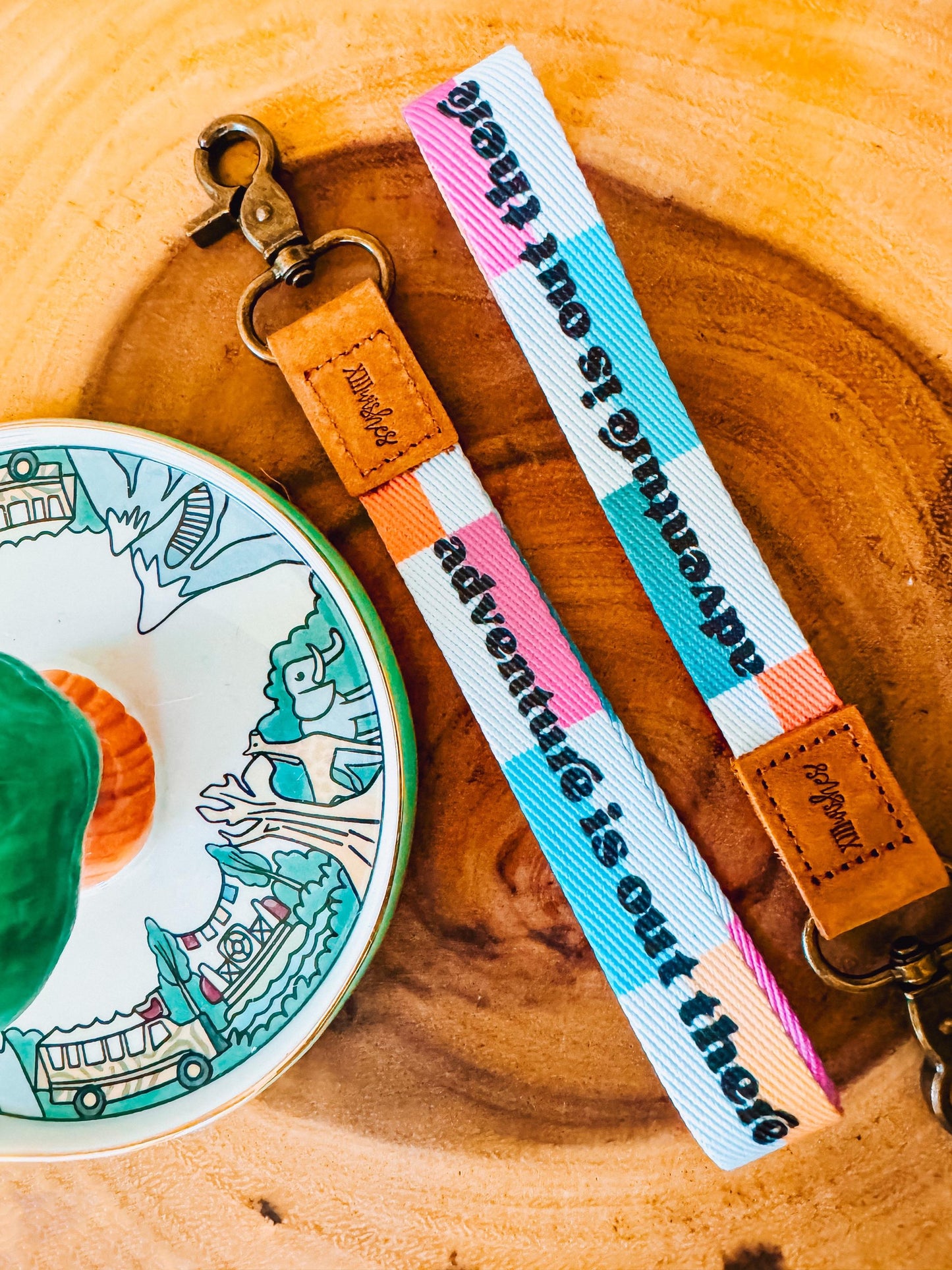 adventure is out there wristlet lanyard