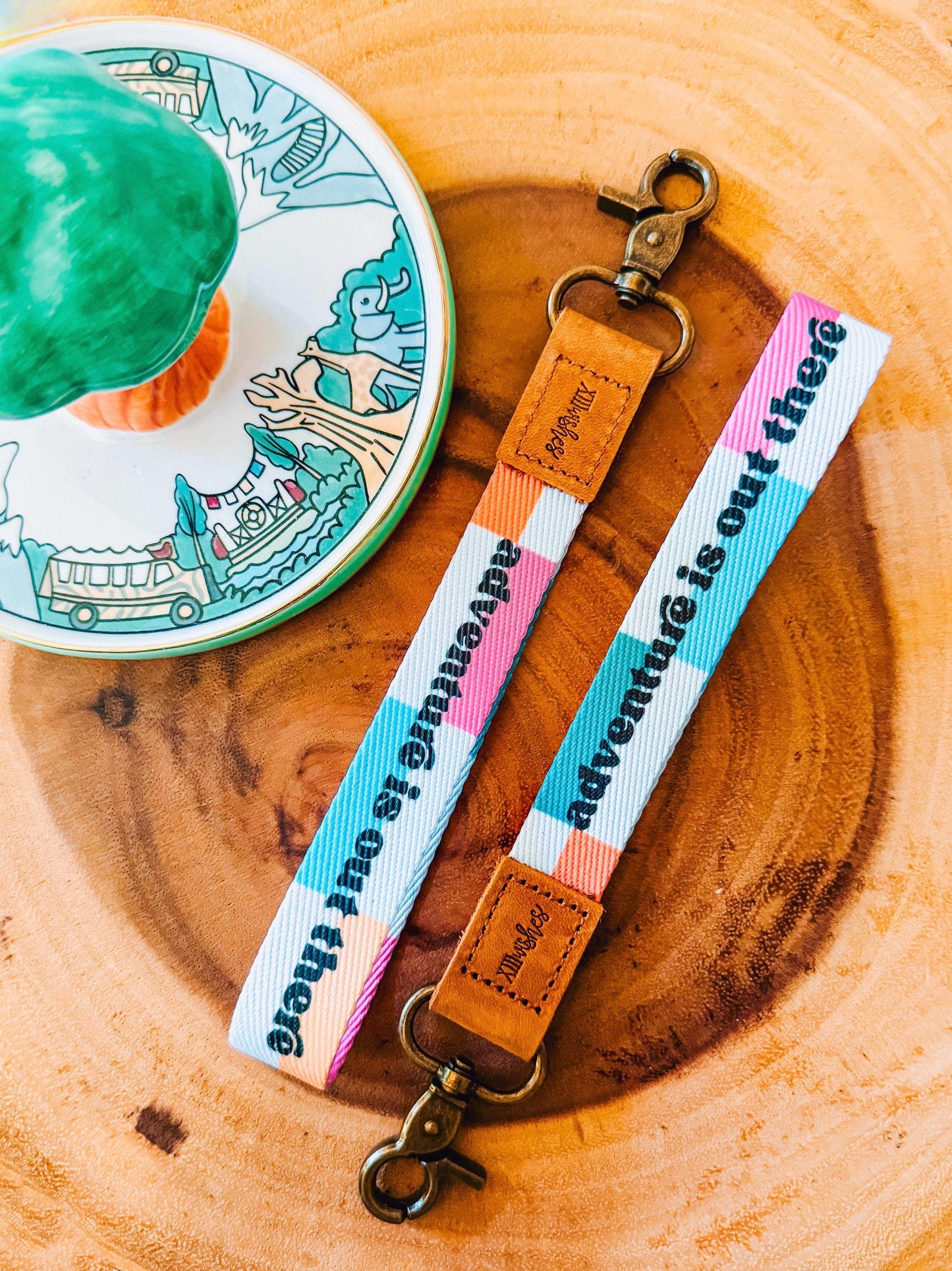 adventure is out there wristlet lanyard