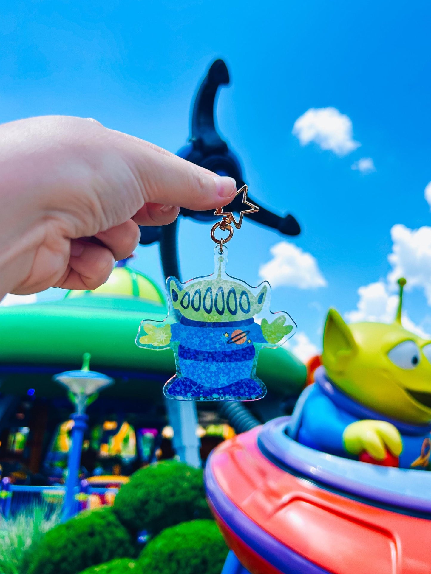 green alien bag charm