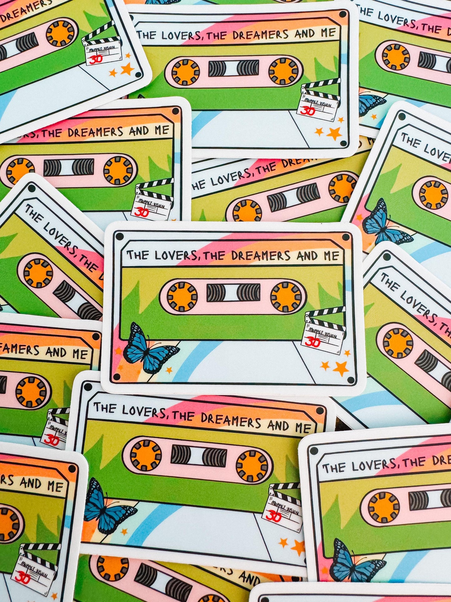 rainbow connection cassette tape sticker