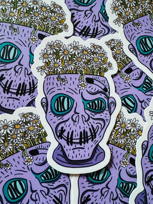 shrunken zombie planter sticker